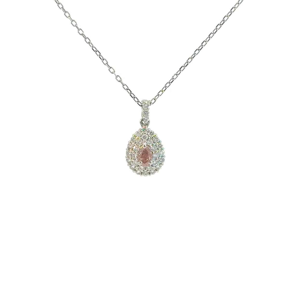 【限定1点】ピンクダイヤモンド/ダイヤモンド プラチナネックレス(FDOP/0.147ct/グレーディングレポート付/4月誕生石)《JPDD2116》