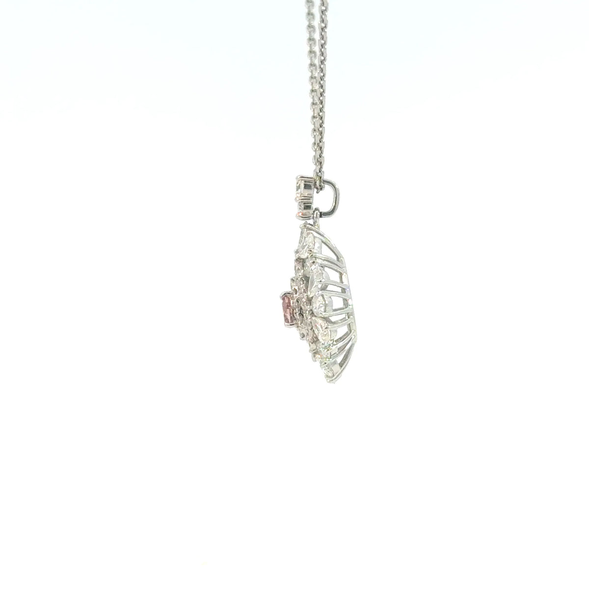 【限定1点】ピンクダイヤモンド/ダイヤモンド プラチナネックレス(FVP/0.114ct/グレーディングレポート付/4月誕生石)《JPDD2117》