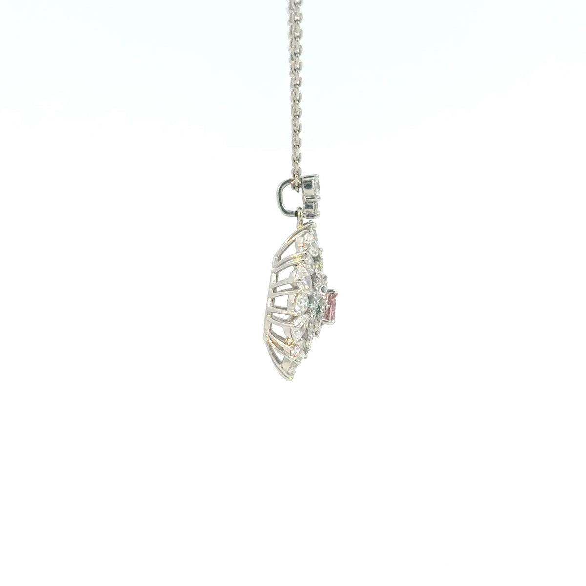 【限定1点】ピンクダイヤモンド/ダイヤモンド プラチナネックレス(FVP/0.114ct/グレーディングレポート付/4月誕生石)《JPDD2117》