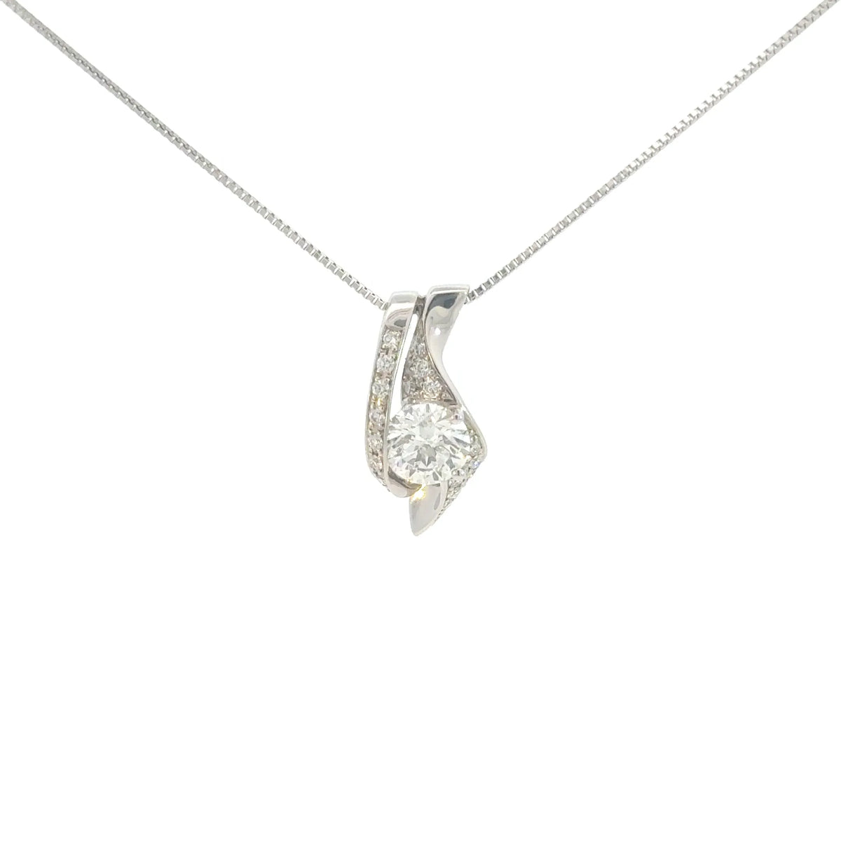 【限定1点】ダイヤモンド プラチナネックレス(1.019ct/G/I1/VeryGood/グレーディングレポート付/4月誕生石)《JPDD2123》
