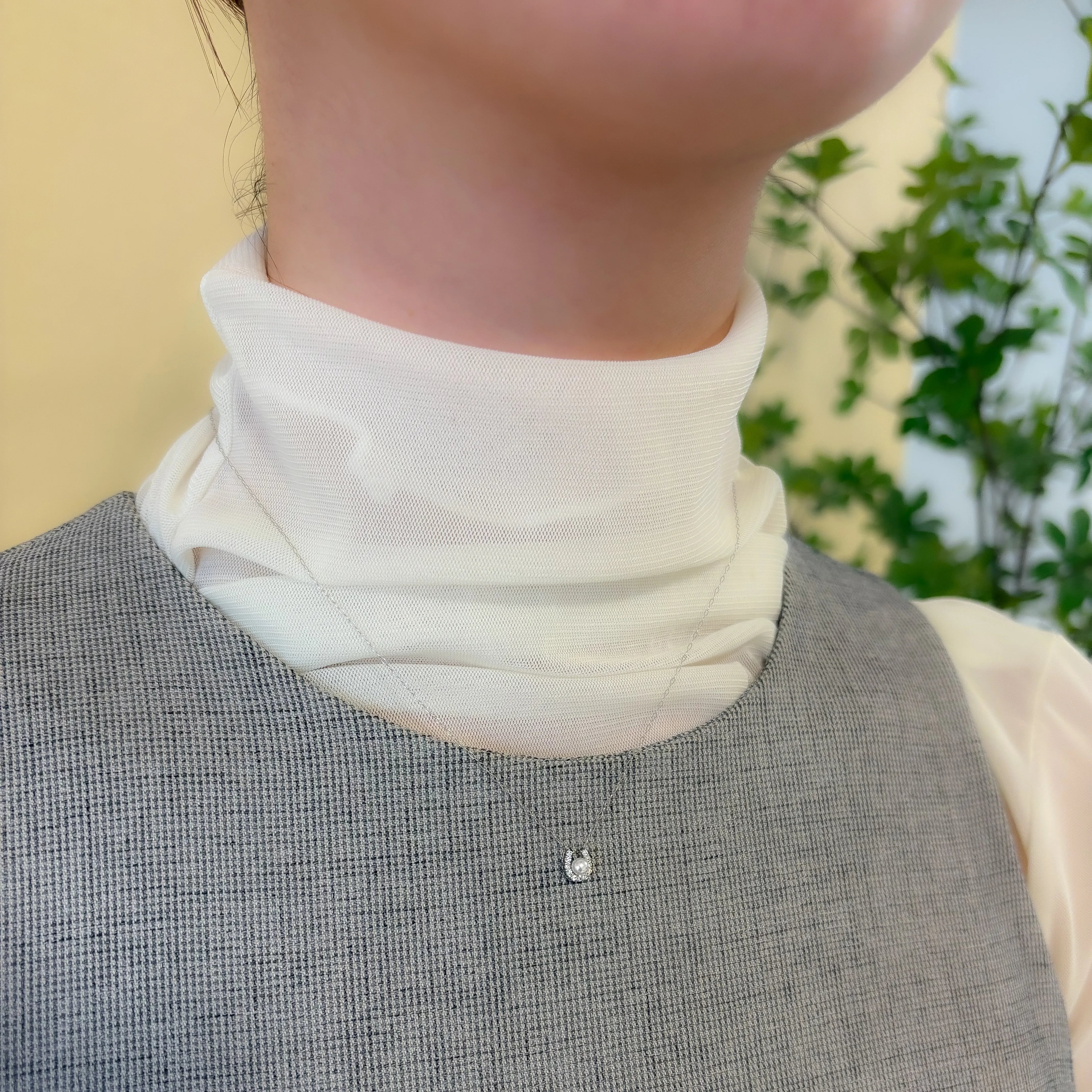 パール/ダイヤモンド プラチナネックレス(アコヤ真珠/3mm/馬蹄/6月誕生石)《JPDQ2044》