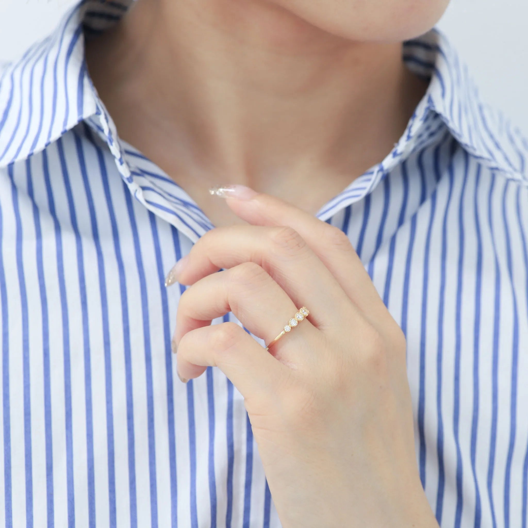 ダイヤモンド K18リング(計0.3カラット/ミル打ち/アンティーク風 ダイヤモンド K18リング(計0.3カラット/ミル打ち/アンティーク風