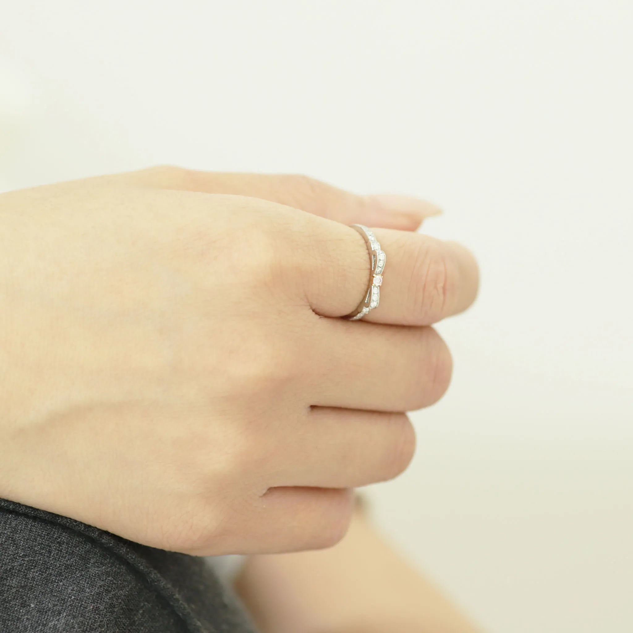 ピンクダイヤモンド/ダイヤモンド プラチナ /K18リング(アーガイル/リボンモチーフ/4月誕生石/アーガイルカード付き)《JRGD1783》