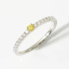 【限定1点】イエローダイヤモンド プラチナリング(TINSEL ETERNITY/0.070カラット/Fancy Vivid Yellow/I1/ラウンドカット/4月誕生石)《JRGD2066》