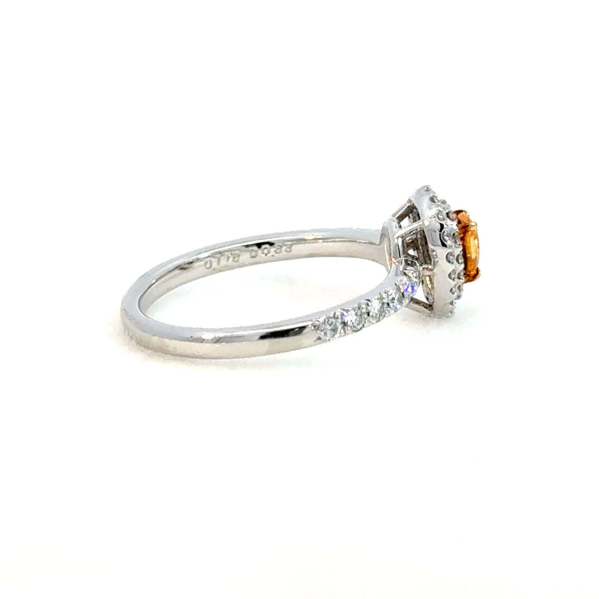 【限定1点】オレンジダイヤモンド プラチナ/K18リング(FVO/0.178ct/グレーディングレポート付/4月誕生石)《JRGD2106》
