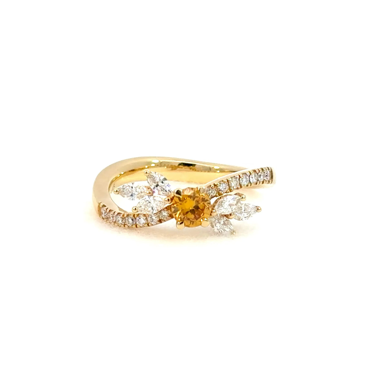 【限定1点】オレンジダイヤモンド/ダイヤモンド K18リング(FVYO/0.312ct/グレーディングレポート付/4月誕生石)《JRGD2108》