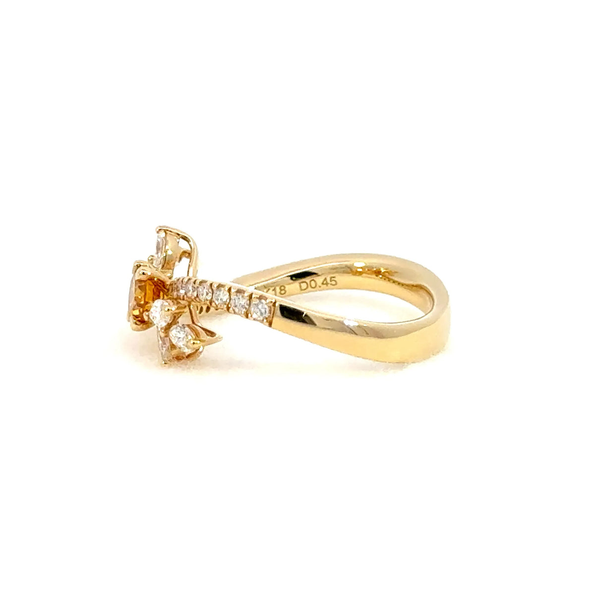 【限定1点】オレンジダイヤモンド/ダイヤモンド K18リング(FVYO/0.312ct/グレーディングレポート付/4月誕生石)《JRGD2108》
