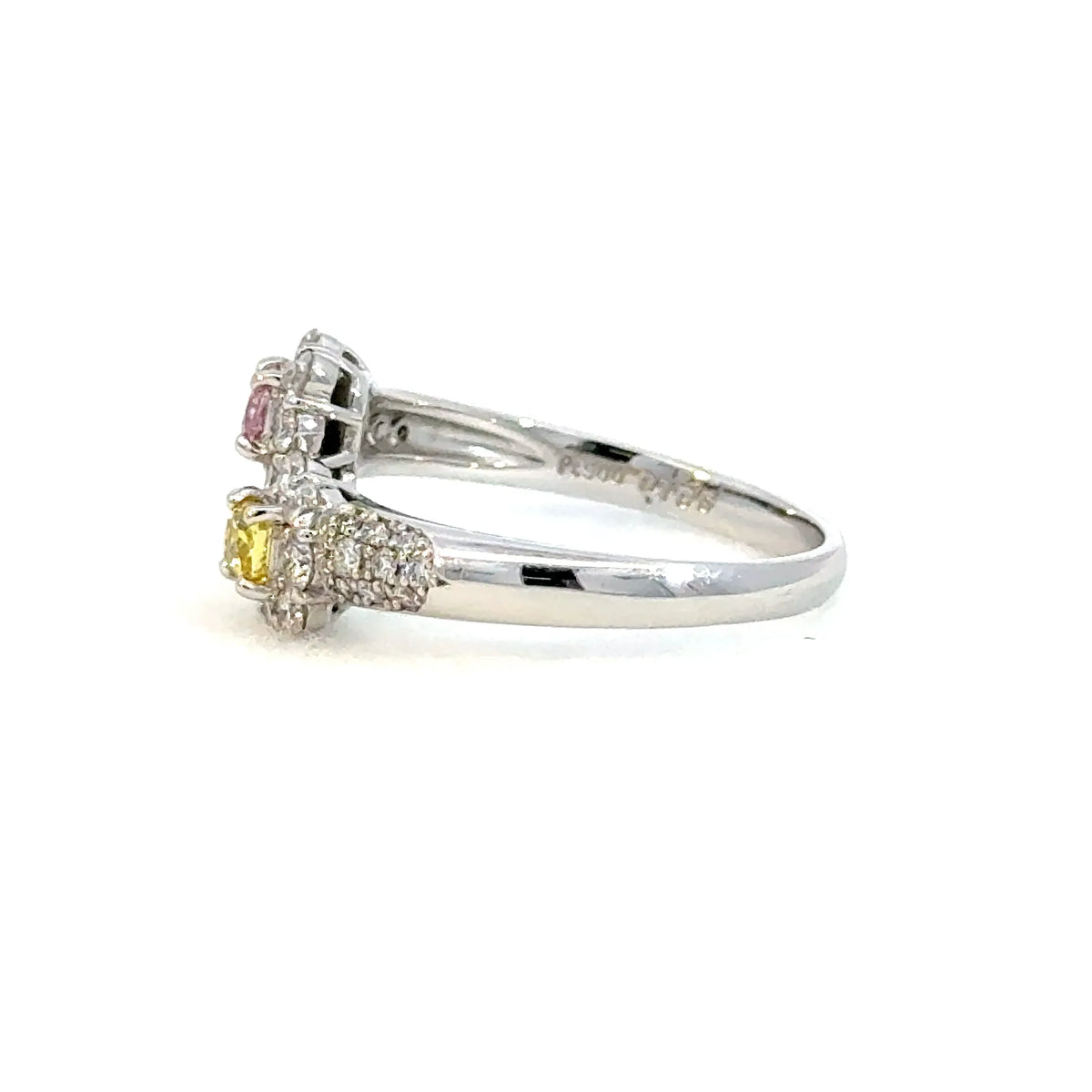 【限定1点】ピンクダイヤモンド/イエローダイヤモンド プラチナリング(FP/0.105ct/FVY/0.152ct/グレーディングレポート付/4月誕生石)《JRGD2111》