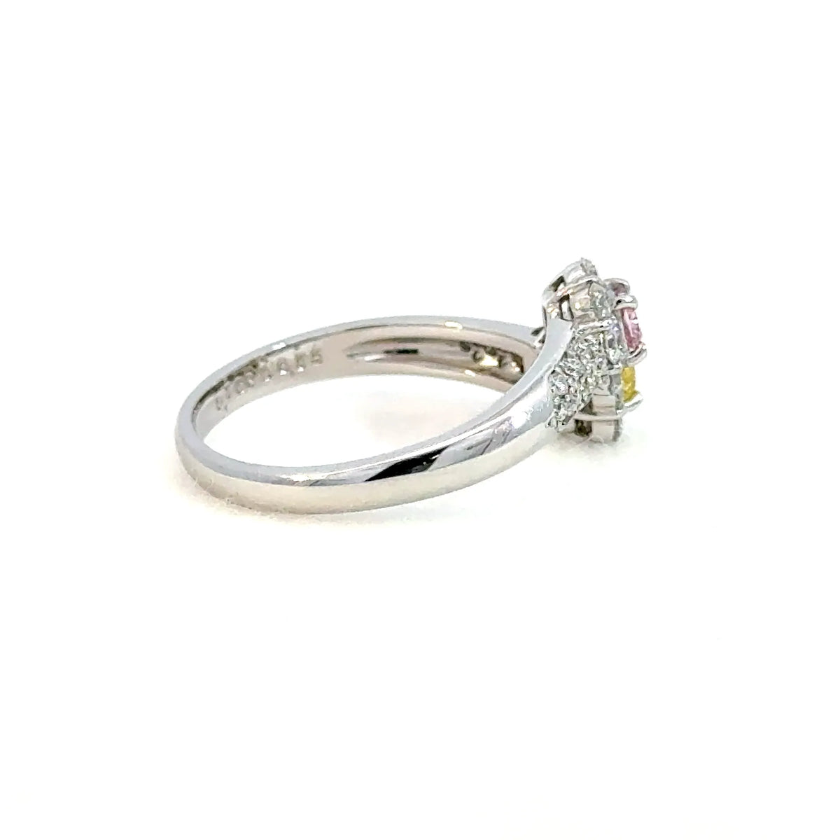 【限定1点】ピンクダイヤモンド/イエローダイヤモンド プラチナリング(FP/0.105ct/FVY/0.152ct/グレーディングレポート付/4月誕生石)《JRGD2111》