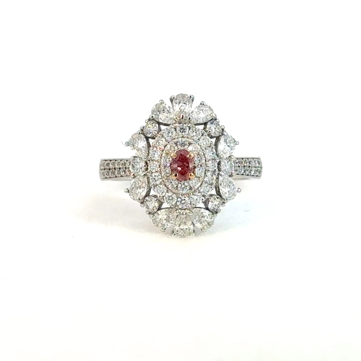 【限定1点】ピンクダイヤモンド/ダイヤモンド プラチナ/K18リング(FVP/0.117ct/グレーディングレポート付/4月誕生石)《JRGD2118》