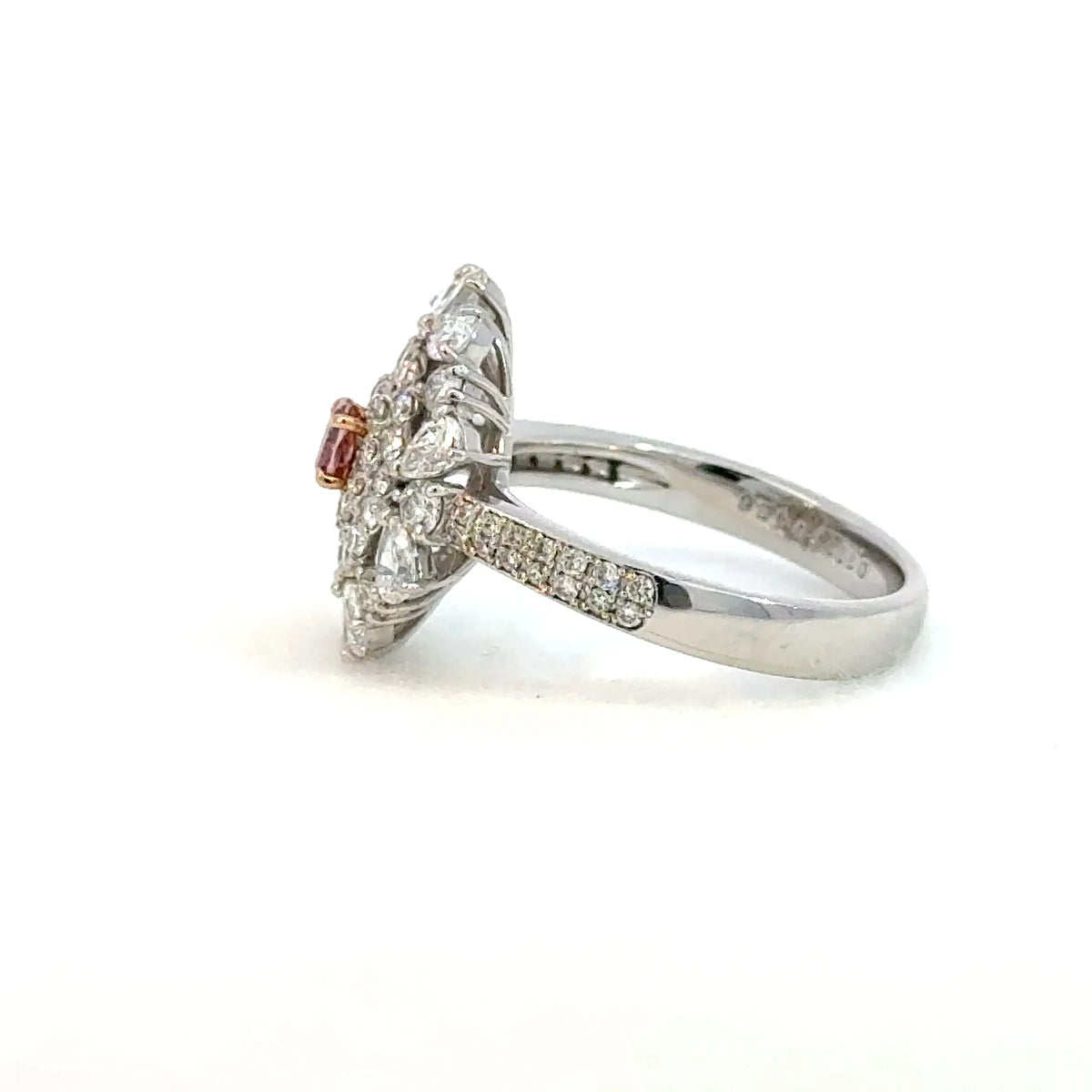 【限定1点】ピンクダイヤモンド/ダイヤモンド プラチナ/K18リング(FVP/0.117ct/グレーディングレポート付/4月誕生石)《JRGD2118》