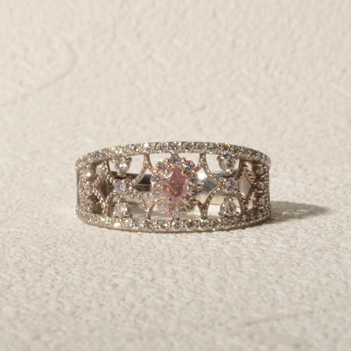 【限定1点】ピンクダイヤモンド/ダイヤモンド プラチナリング(FIOP/0.126ct/グレーディングレポート付/4月誕生石)《JRGD2120》