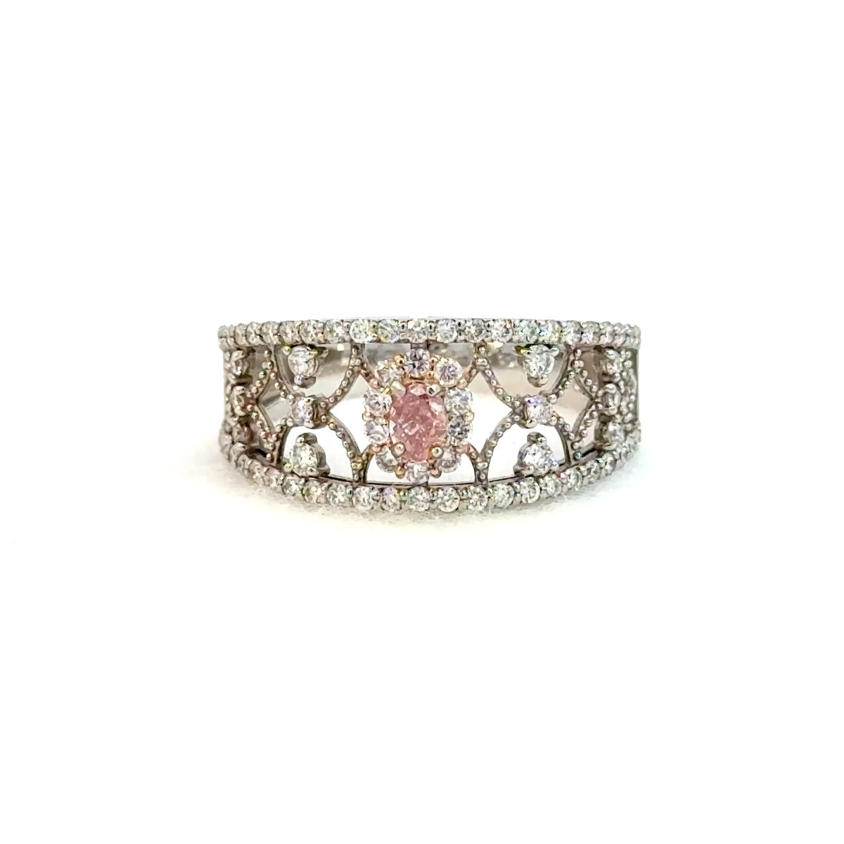 【限定1点】ピンクダイヤモンド/ダイヤモンド プラチナリング(FIOP/0.126ct/グレーディングレポート付/4月誕生石)《JRGD2120》