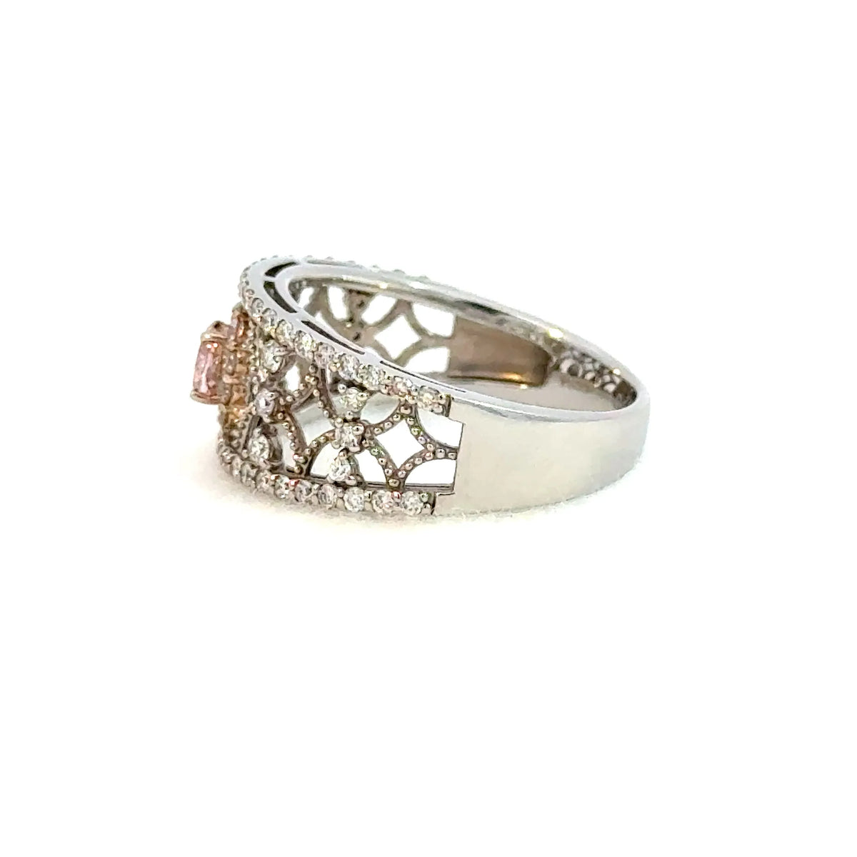 【限定1点】ピンクダイヤモンド/ダイヤモンド プラチナリング(FIOP/0.126ct/グレーディングレポート付/4月誕生石)《JRGD2120》