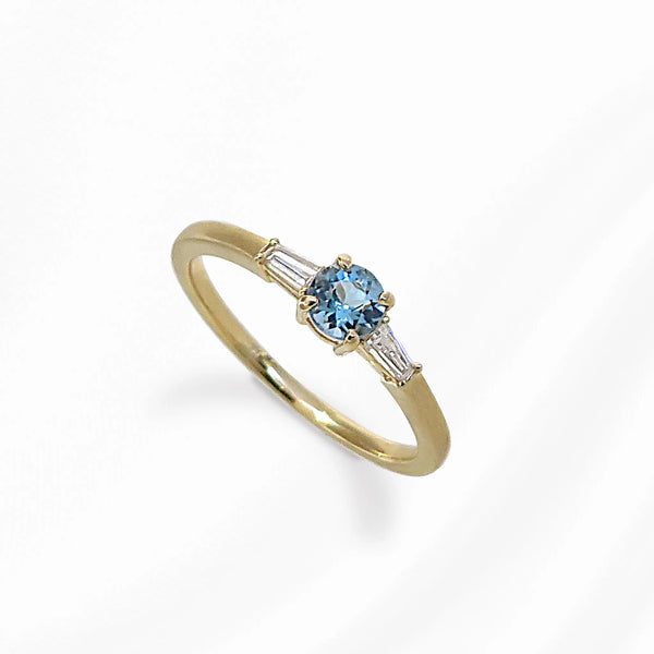 限定2点】アクアマリン/ダイヤモンド K18マットリング(0.25ctUP 限定2点】アクアマリン/ダイヤモンド K18マットリング(0.25ctUP