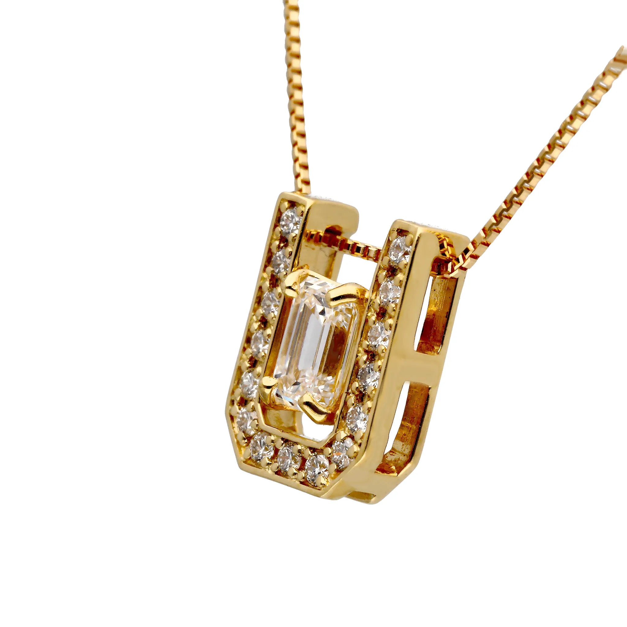 ダイヤモンド K18ネックレス(0.30カラット/Dカラー/IF/エメラルドカット/4月誕生石/グレーディングレポート付き)《KPDD0470》