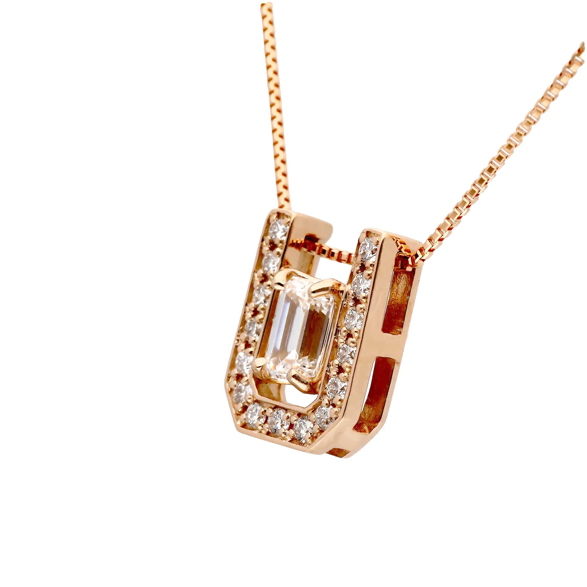 ダイヤモンド K18ネックレス(0.30カラット/Dカラー/IF/エメラルドカット/4月誕生石/グレーディングレポート付き)《KPDD0471》