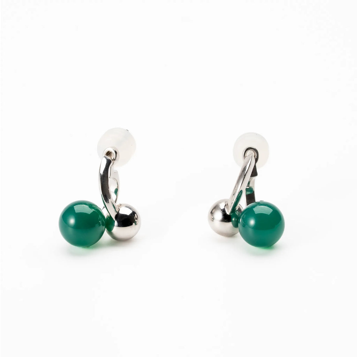 グリーンカルセドニー シルバーピアス《M0010098》