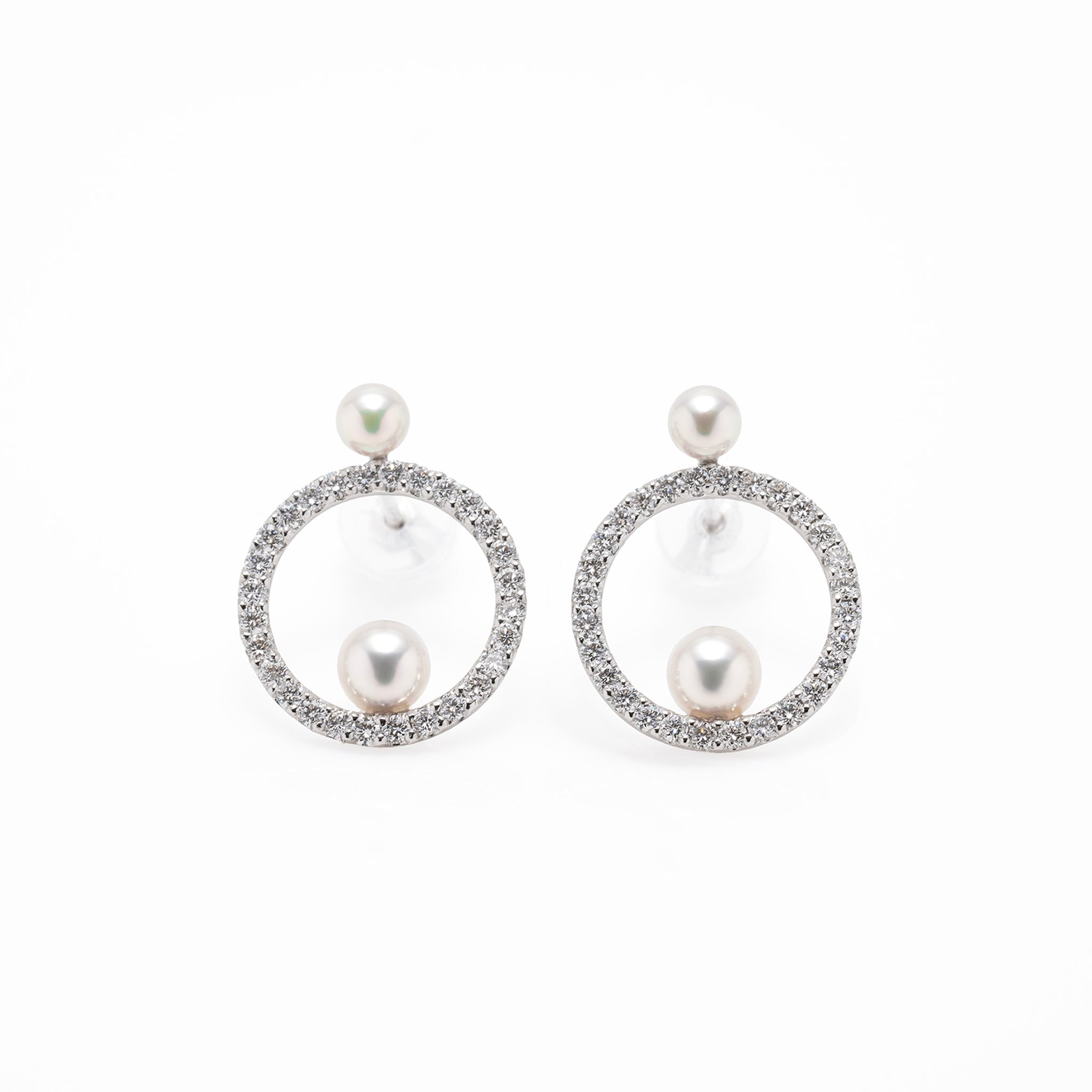 パール/ダイヤモンド K18ピアス(アコヤ真珠/鑑別書付き パール/ダイヤモンド K18ピアス(アコヤ真珠/鑑別書付き
