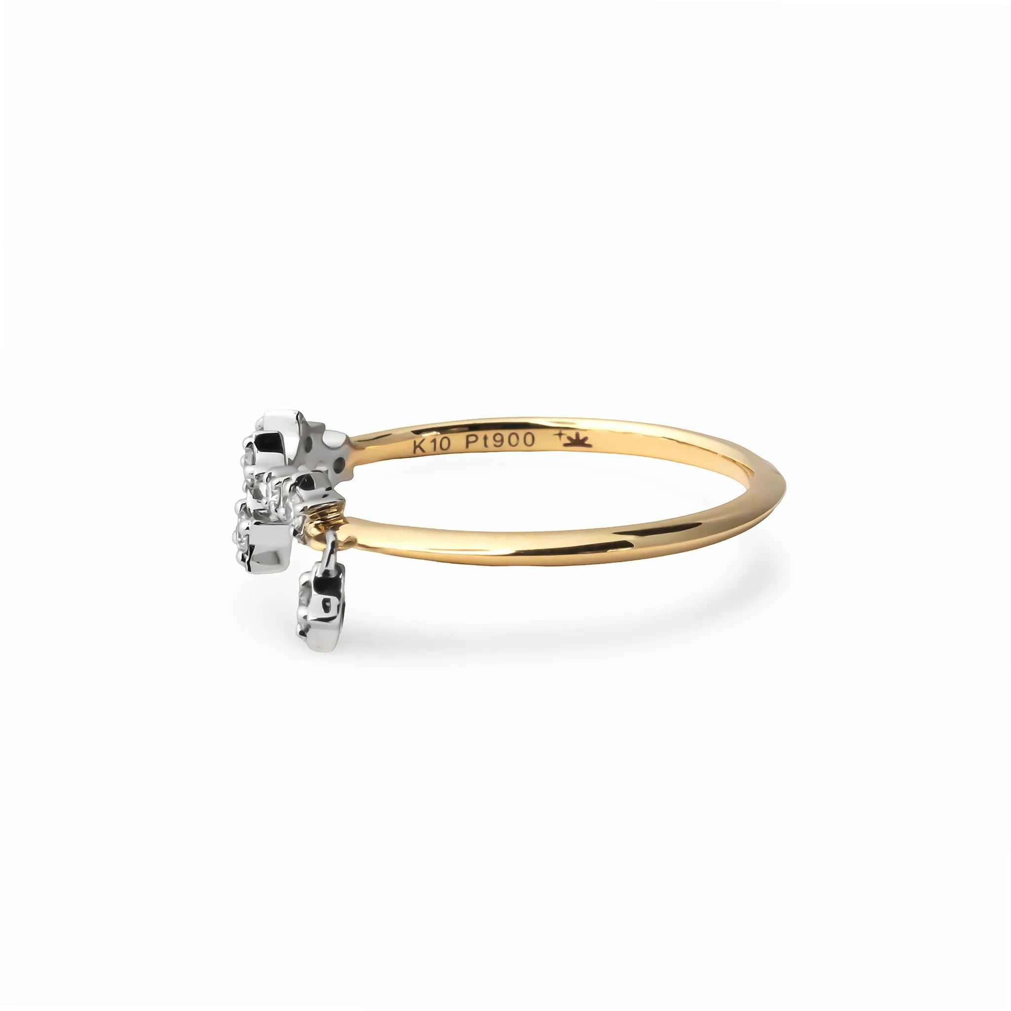 ダイヤモンド K10リング(K10イエローゴールド/プラチナ/4月誕生石)《M0060032》
