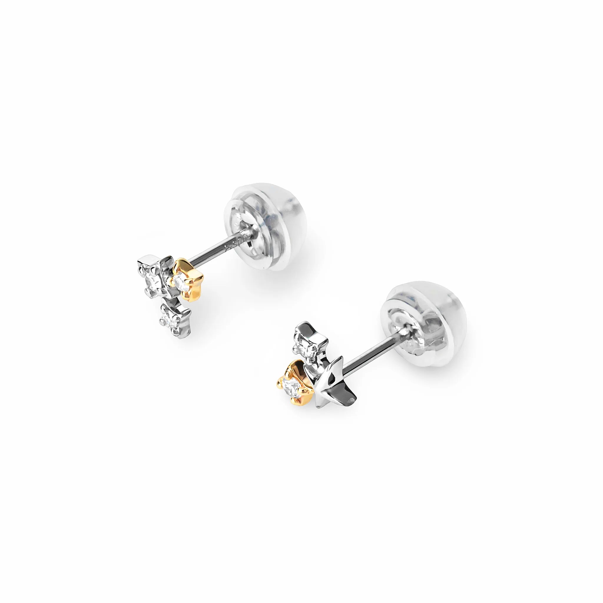 ダイヤモンド K10ピアス(K10イエローゴールド/プラチナ/4月誕生石)《M0060033》