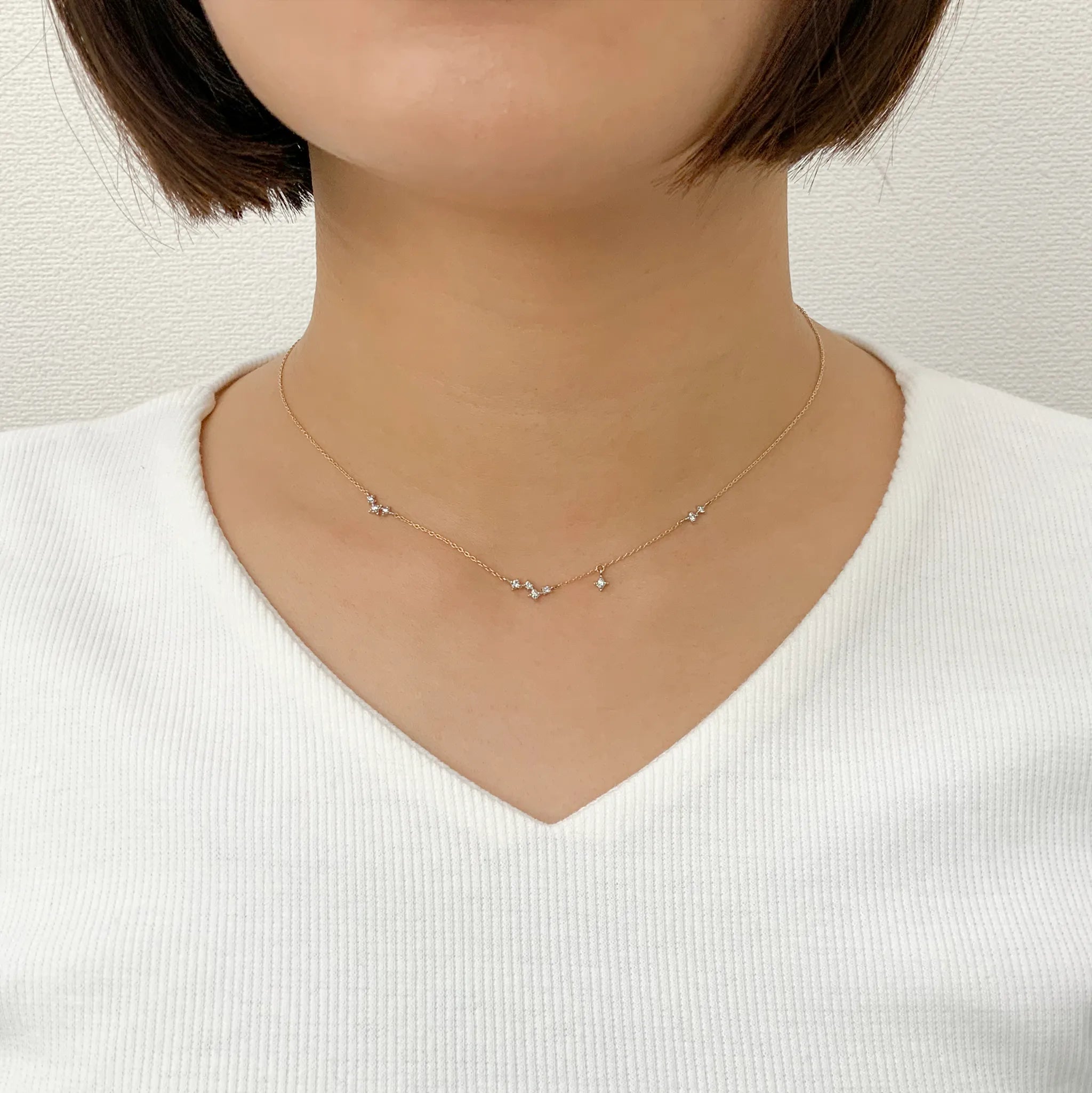 ダイヤモンド K10ネックレス(K10イエローゴールド/プラチナ/4月誕生石)《M0060034》