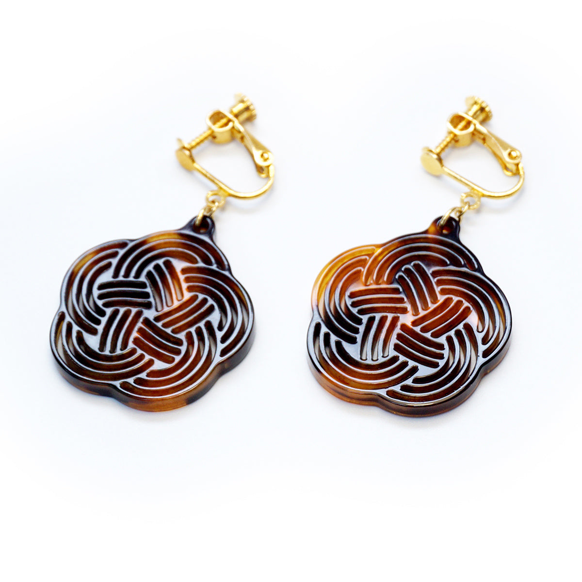 べっ甲 イヤリング（梅結び）《M0080040》