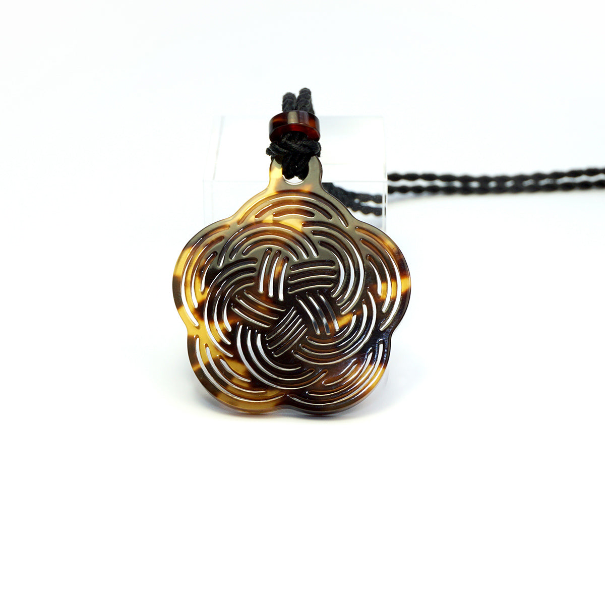 べっ甲 シルクコードネックレス（アザレア/西洋ツツジ/ロング/90cm）《M0080042》