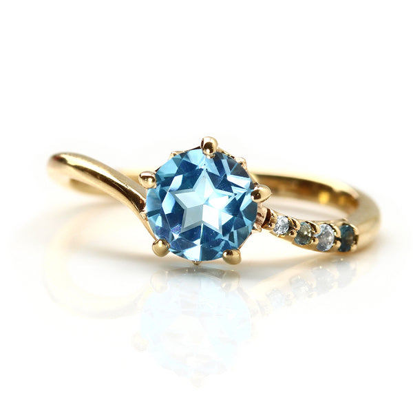 ブルートパーズ K10リング(スターインカット/【流れ星】スターシャイン