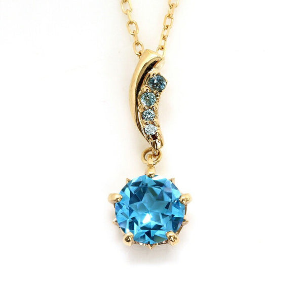 ★STAR JEWELRY★The planetネックレス10k ブルートパーズ ブルートパーズ K10ペンダント(スターインカット/【流れ星