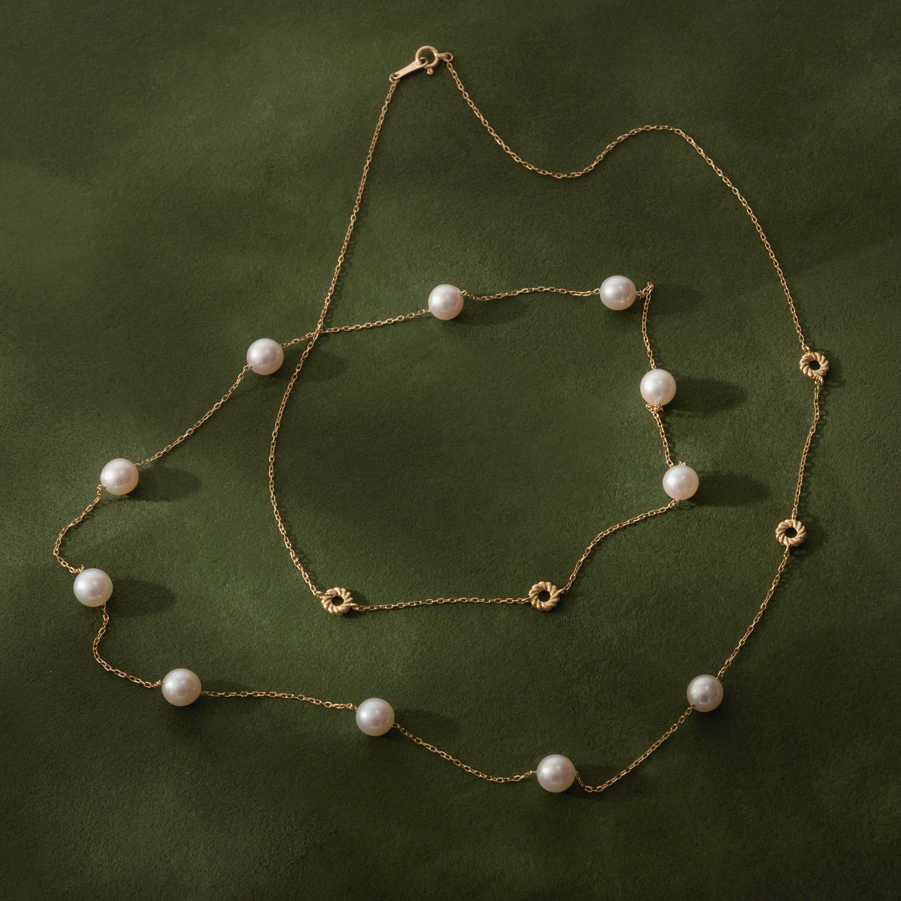 パール K18ネックレス(アコヤ真珠/6.5mm/ロング/80cm/6月誕生石)〈M0110007〉