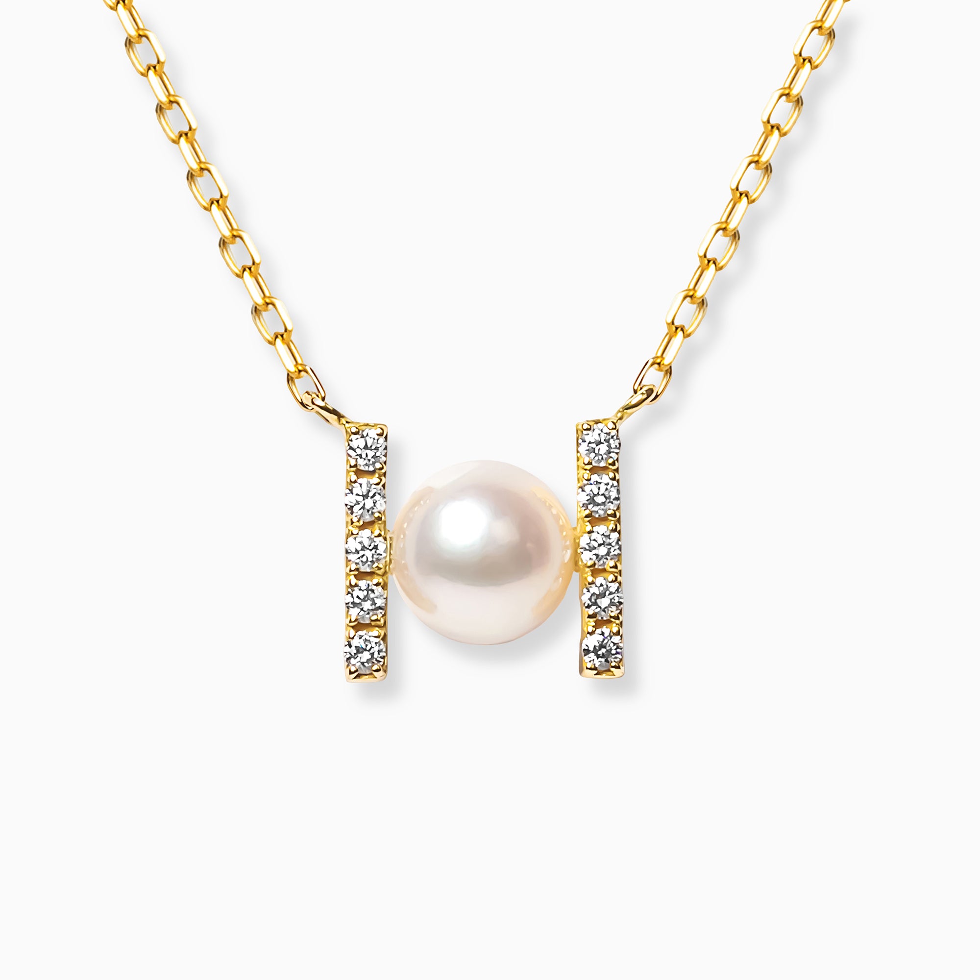 パール/ダイヤモンド K18ネックレス(アコヤ真珠/4.5mm)〈M0110011〉