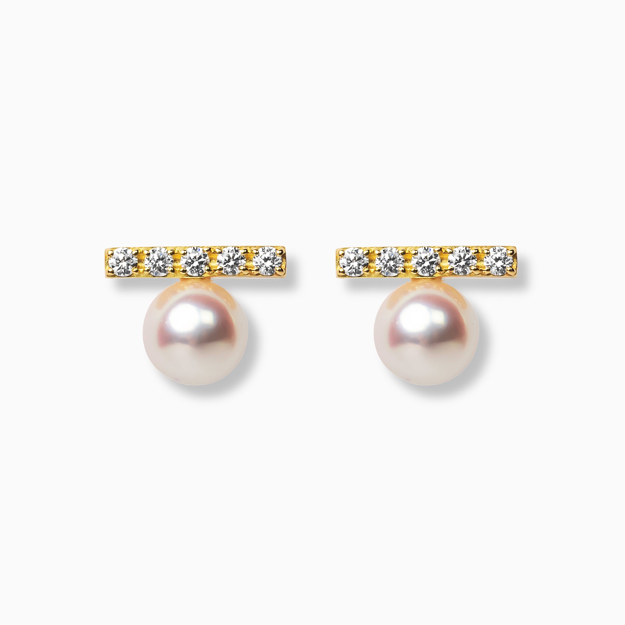 パール/ダイヤモンド K18ピアス(アコヤ真珠/4.5mm)〈M0110012〉