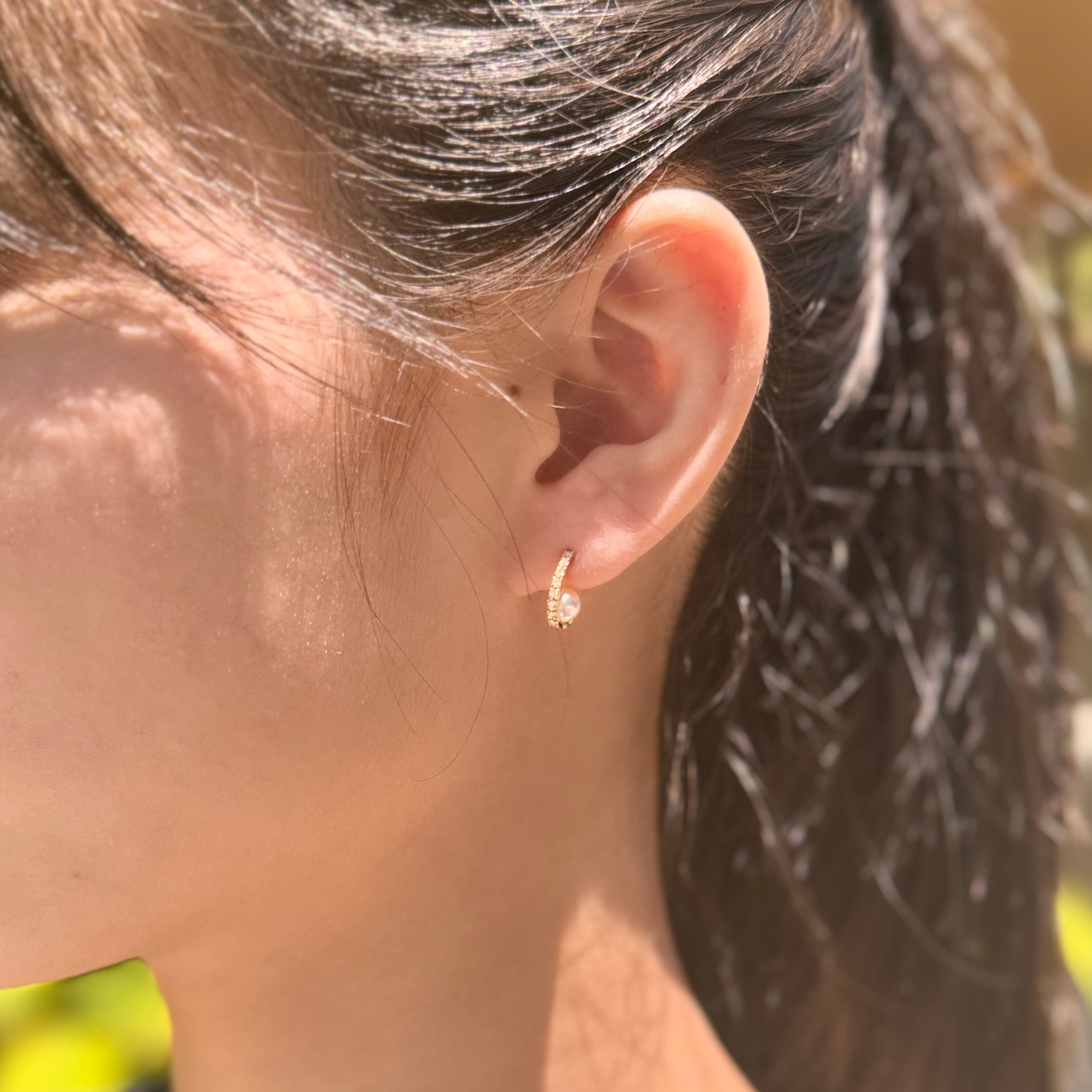 パール/ダイヤモンド K18ピアス(アコヤ真珠/4.5mm)〈M0110013〉