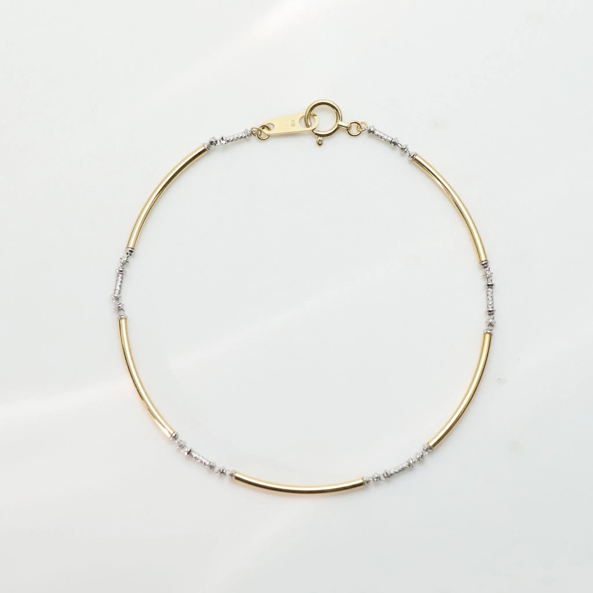 K18/プラチナ ブレスレット（コンビカラー/カットパーツ/18cm）《WBCY4299》