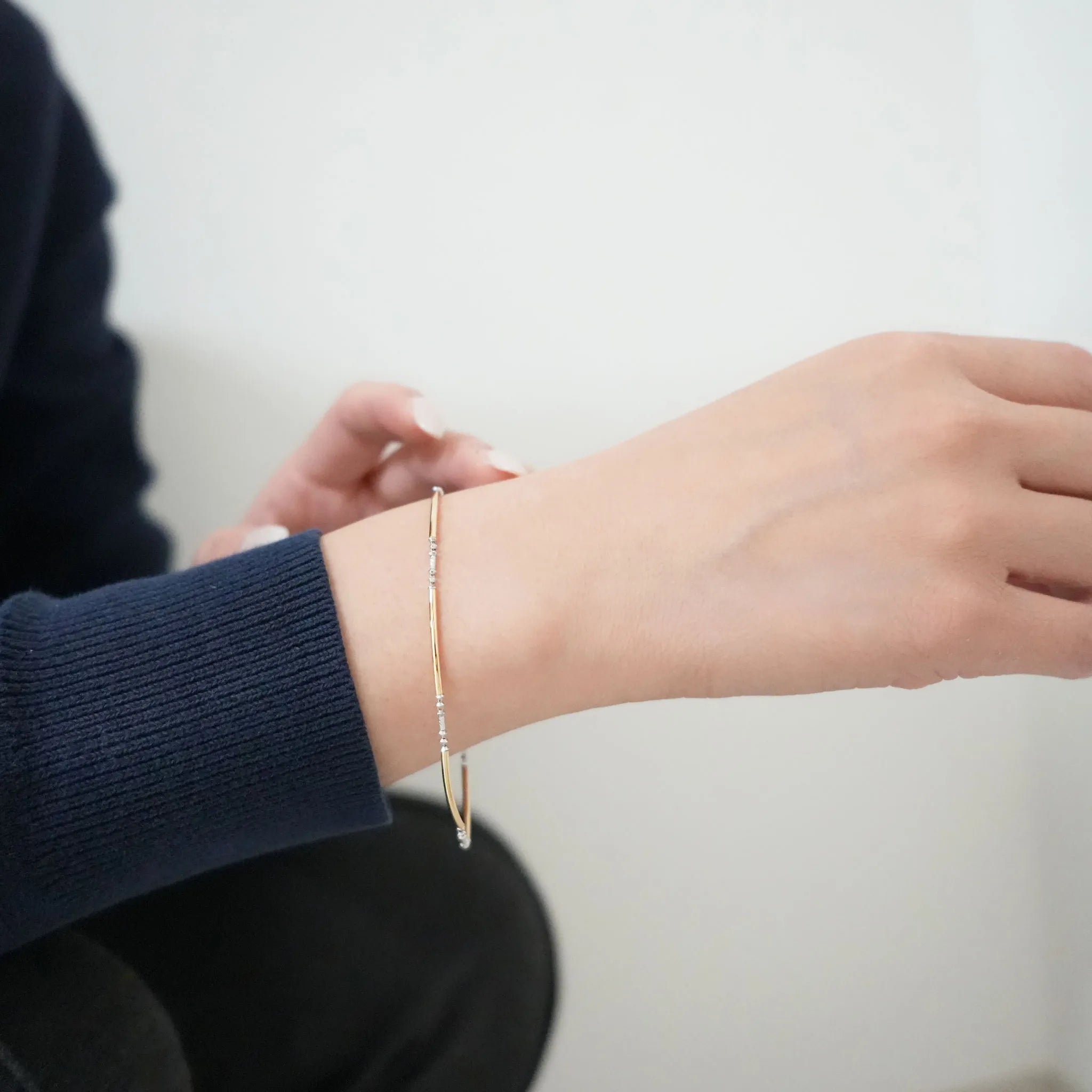 K18/プラチナ ブレスレット（コンビカラー/カットパーツ/18cm）《WBCY4299》