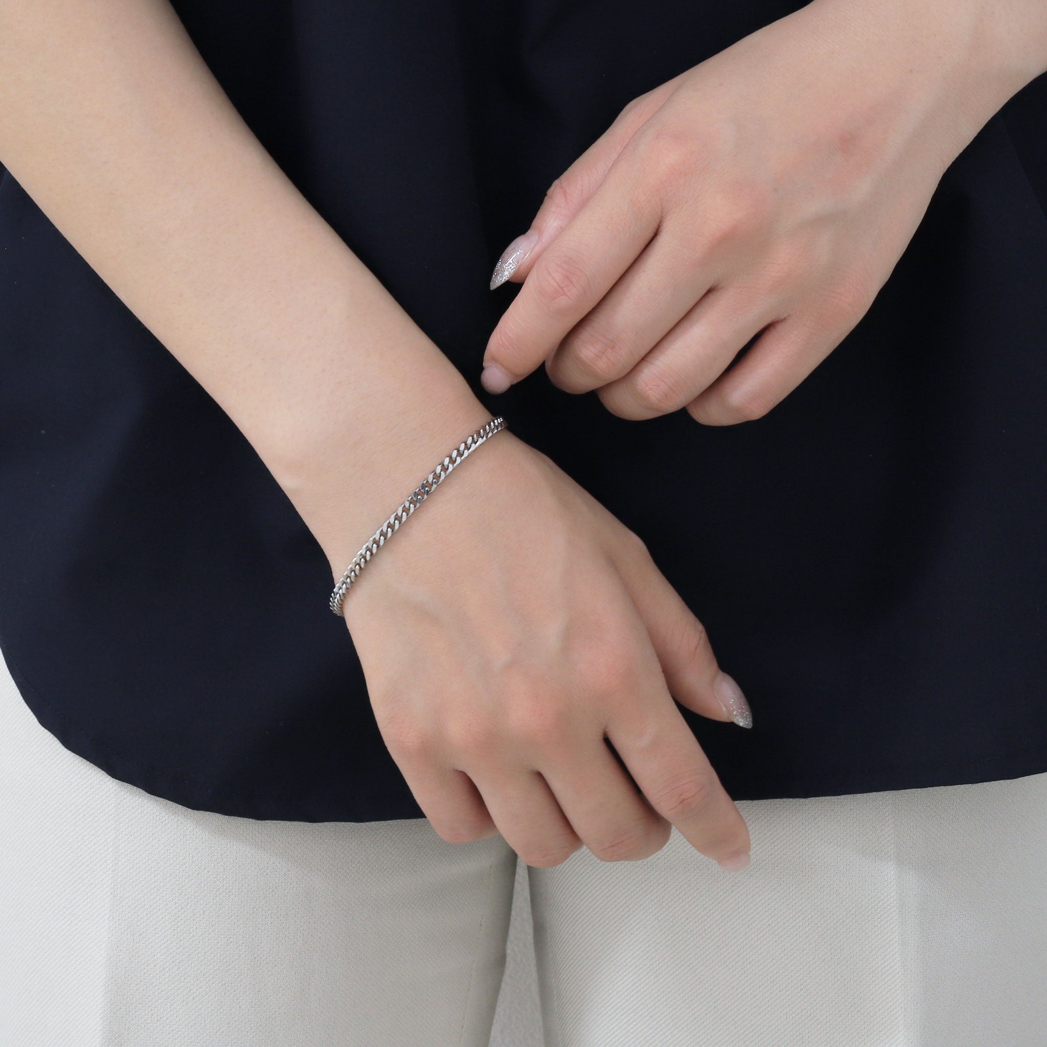 【2点限定】プラチナブレスレット(喜平2面シングルカット/10g/18cm)≪WBCY4305≫