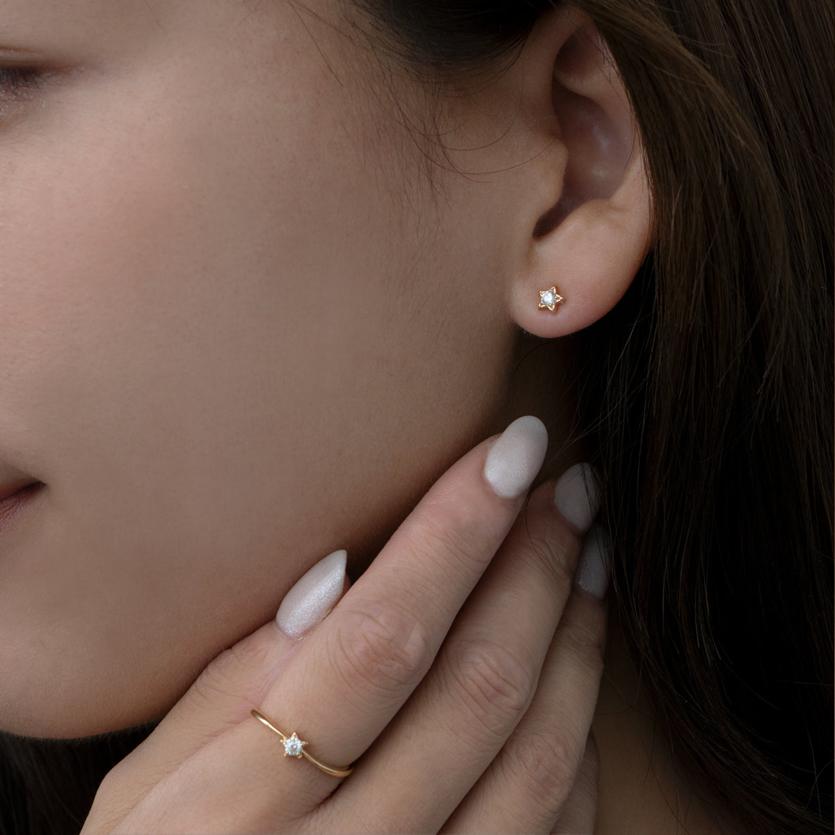 BRIGHTEST STAR DIAMOND PIERCED EARRINGS(M)(1ZP0887)K18