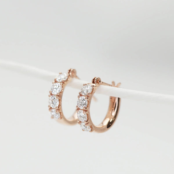 ダイヤモンド シルバーピアス（ラボグロウン/ミニフープ/計0.4ct/4月