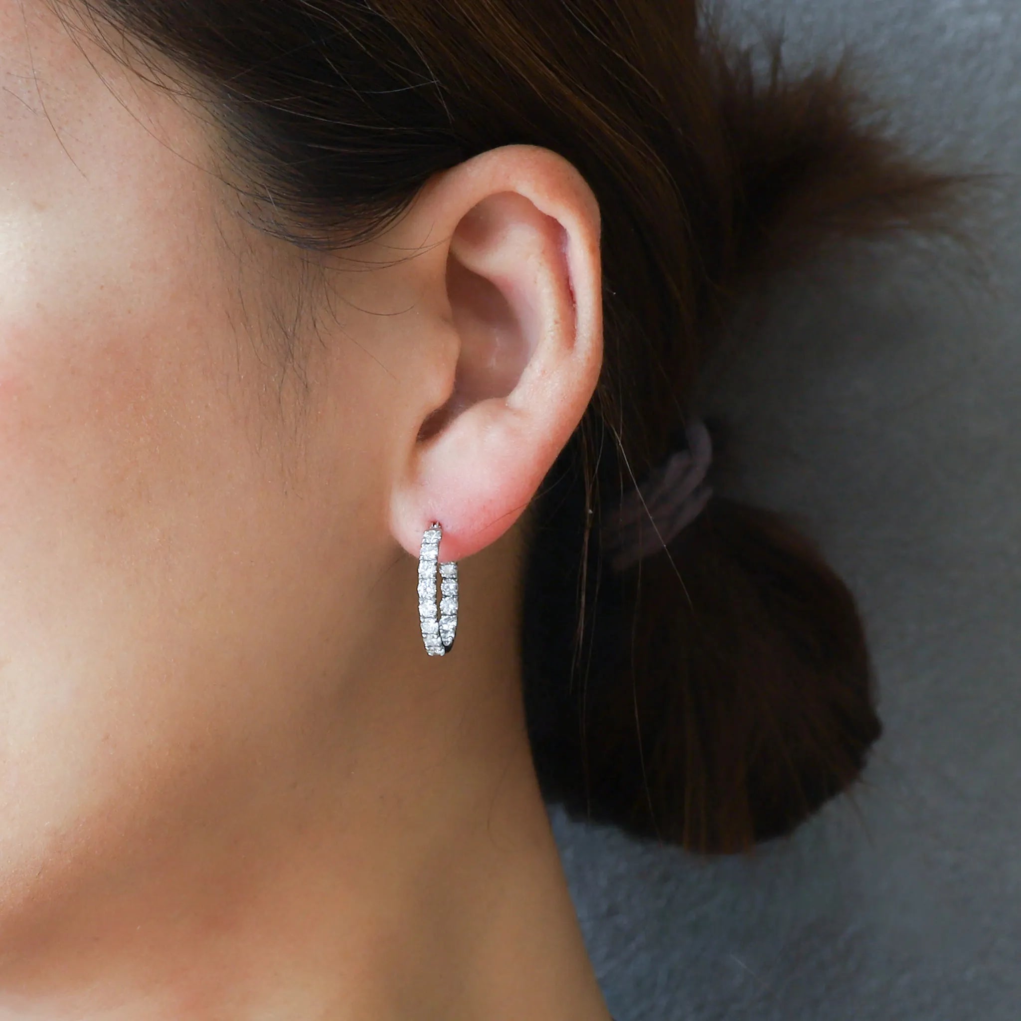 ダイヤモンド シルバーピアス（ラボグロウン/フープ/1.3ct/4月誕生石）《WEPG0078》