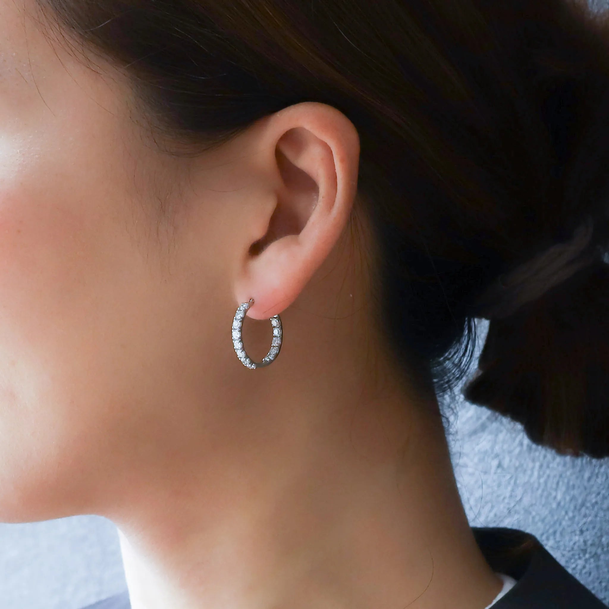 ダイヤモンド シルバーピアス（ラボグロウン/フープ/1.3ct/4月誕生石）《WEPG0078》