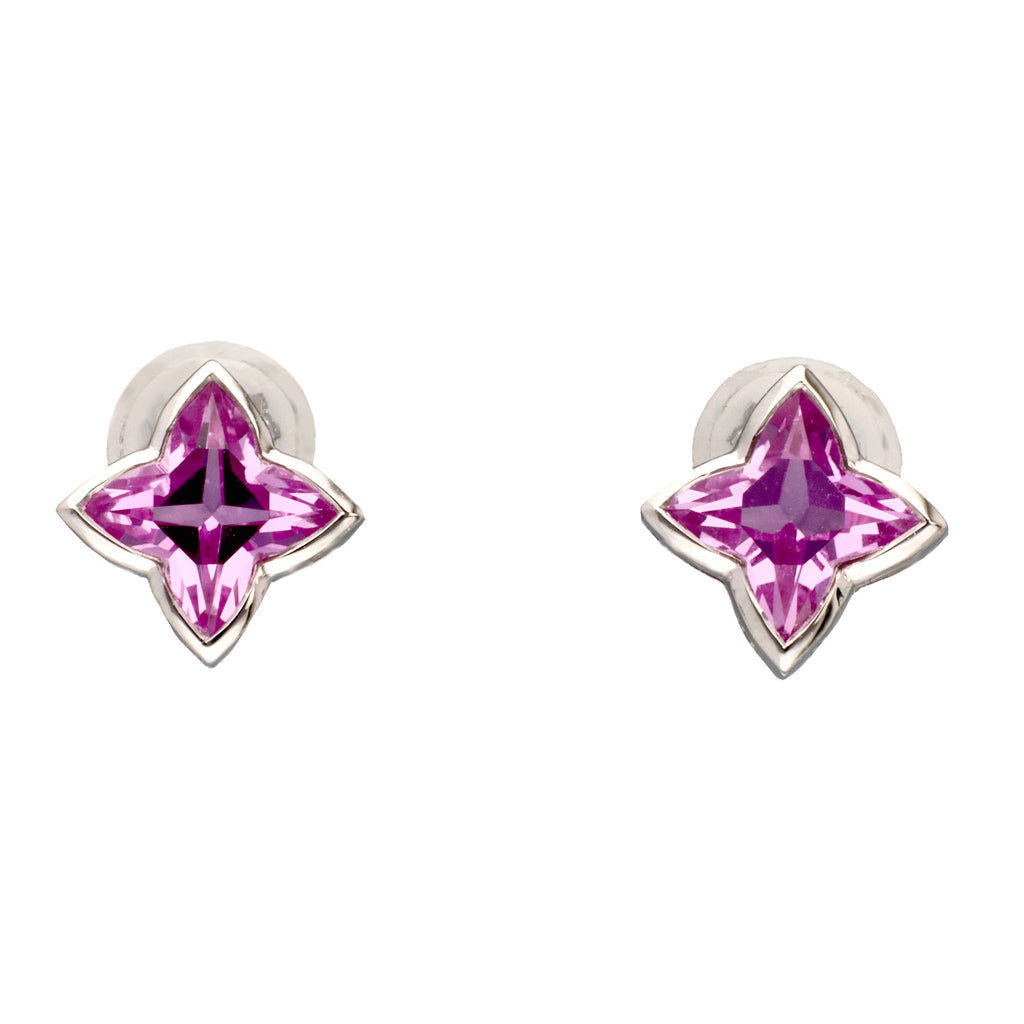 ピンクサファイア PTピアス(クレサンベール/フラワー/フクリン/9月 