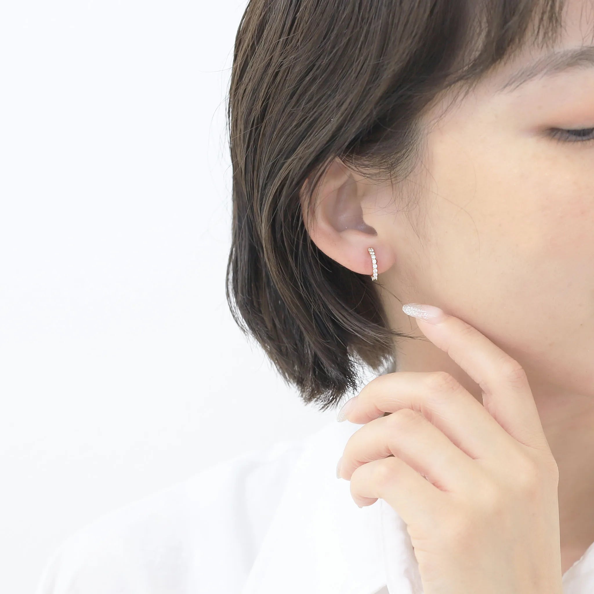 ◎キラキラ✨K18YG 天然ダイヤモンド フープピアス ◎キラキラ✨K18YG 天然ダイヤモンド フープピアス