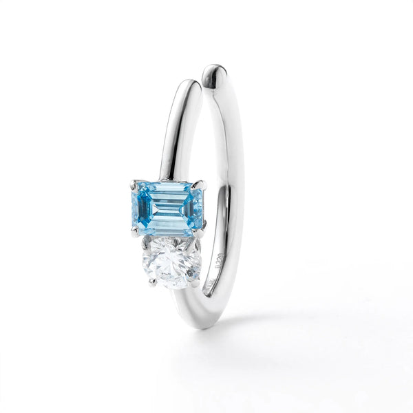 ブルーダイヤモンド/ダイヤモンド プラチナイヤーカフ（ラボグロウン