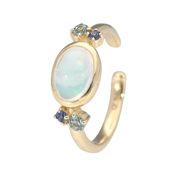 ウォーターオパール/ K10カフリング(クレサンベール/モン