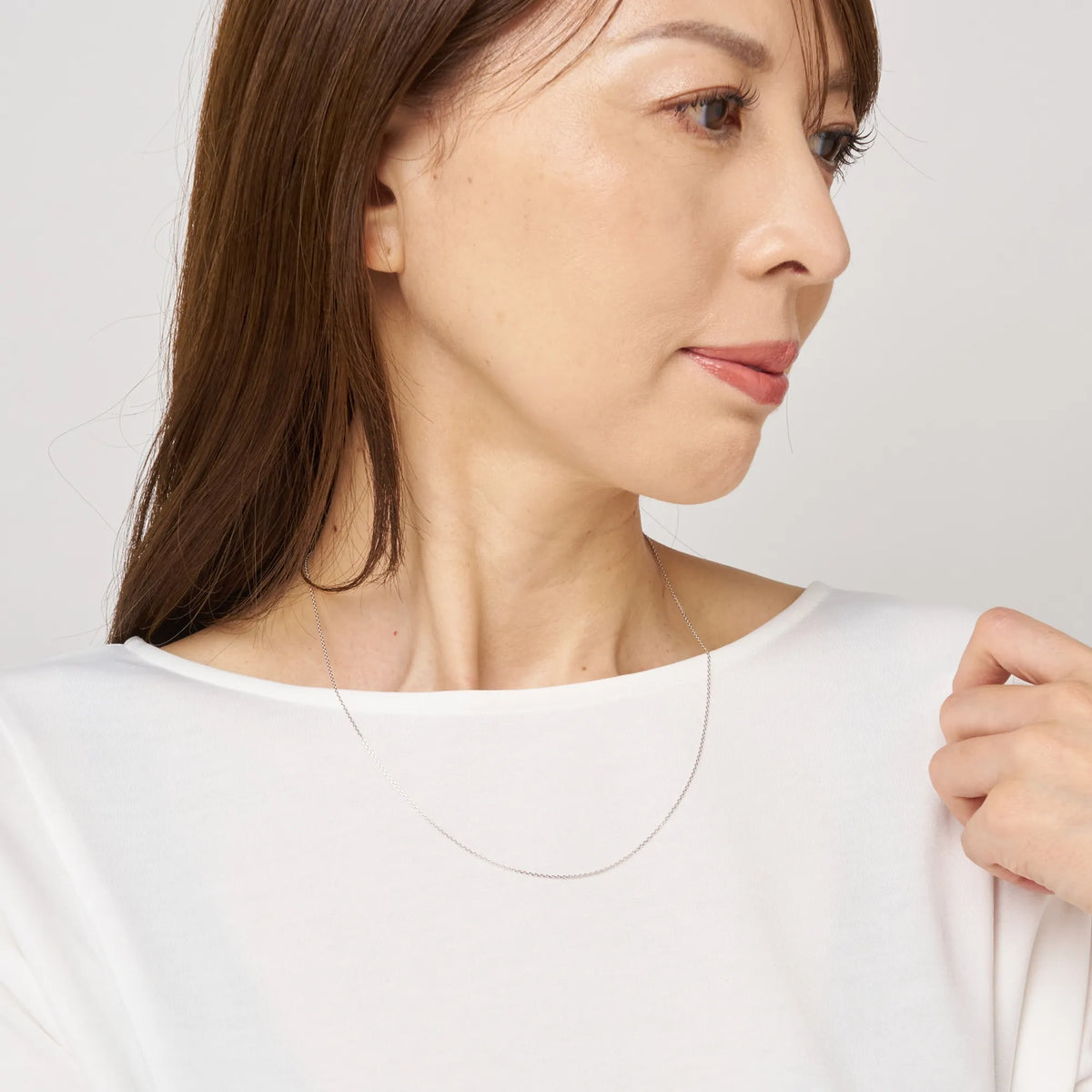 K18チェーン(ホワイトゴールド/アズキ/幅1.0mm/45cm/フリーアジャスター)《WNKY3652》