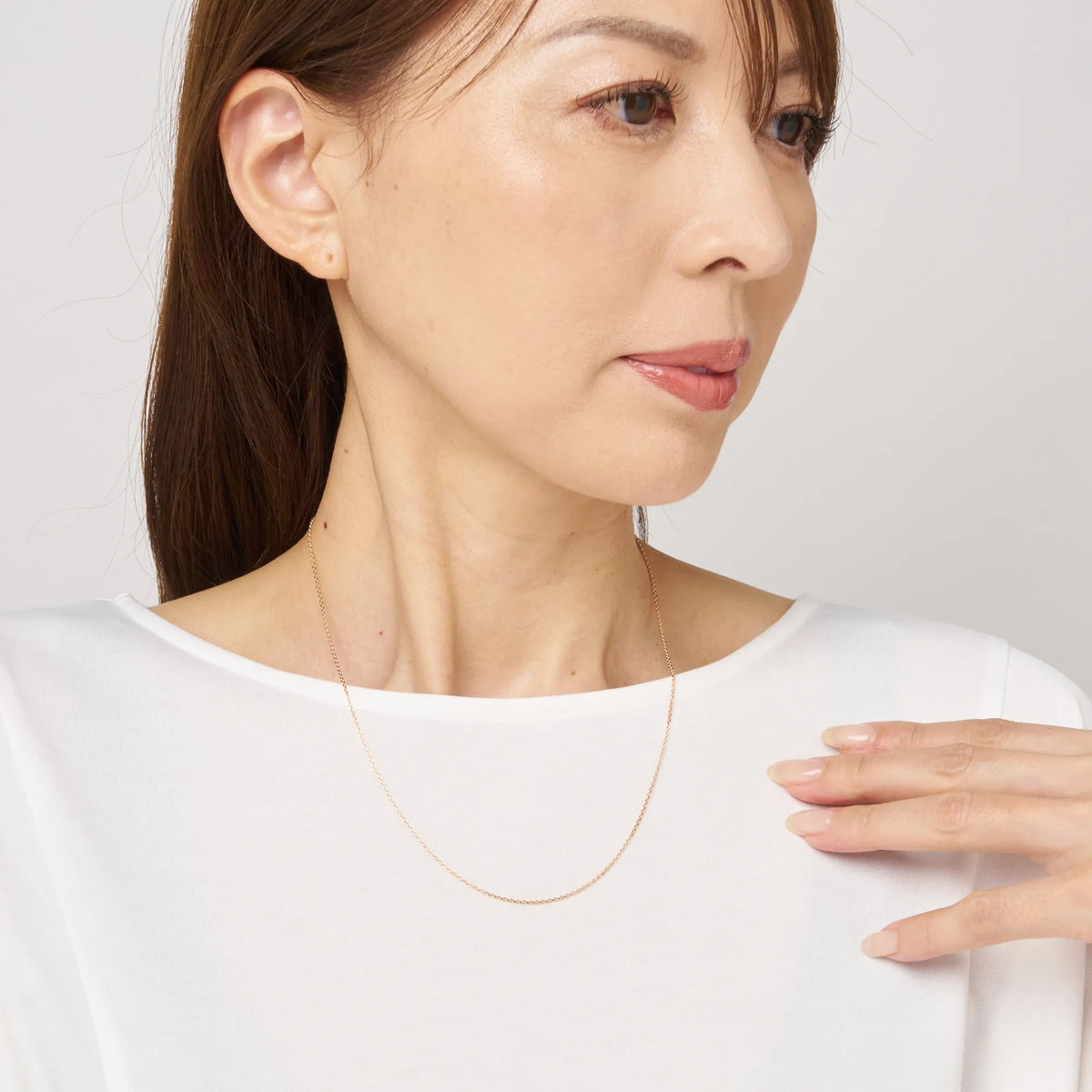 K18チェーン(ピンクゴールド/アズキ/幅1.1mm/45cm/フリーアジャスター)《WNKY3655》