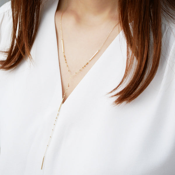 K18ネックレス(Yライン/アズキチェーン)