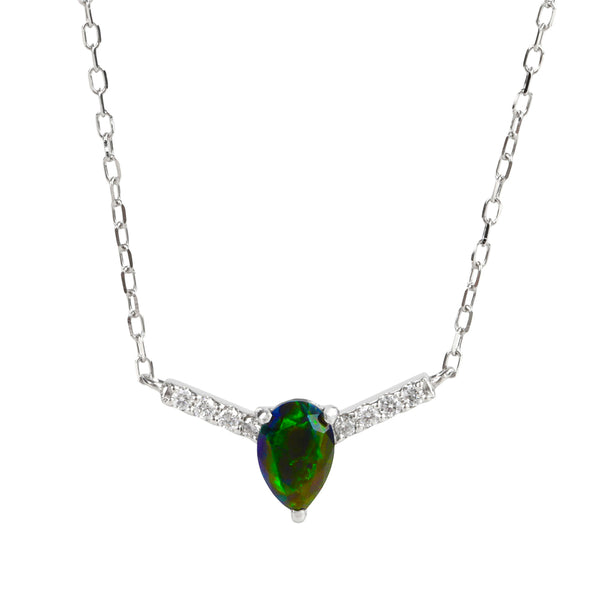 ブラックオパール/ダイヤモンドプラチナネックレス(クレサンベール/10