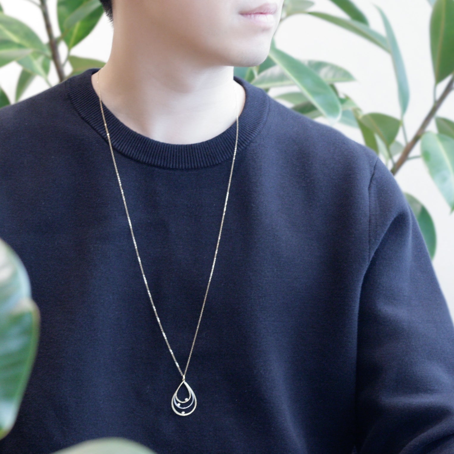 ダイヤモンド K18 /プラチナネックレス(ロング/雫モチーフ/4月誕生石)《WPDD3113》